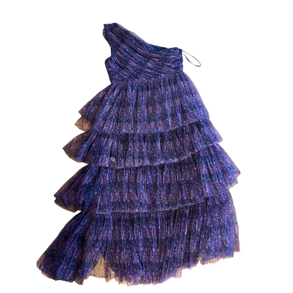 Elegant Purple Tiered Women's Dress